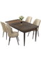 Hanah Home Juego de Mesa y Sillas de Comedor de 5 Piezas, Barroco y Crema